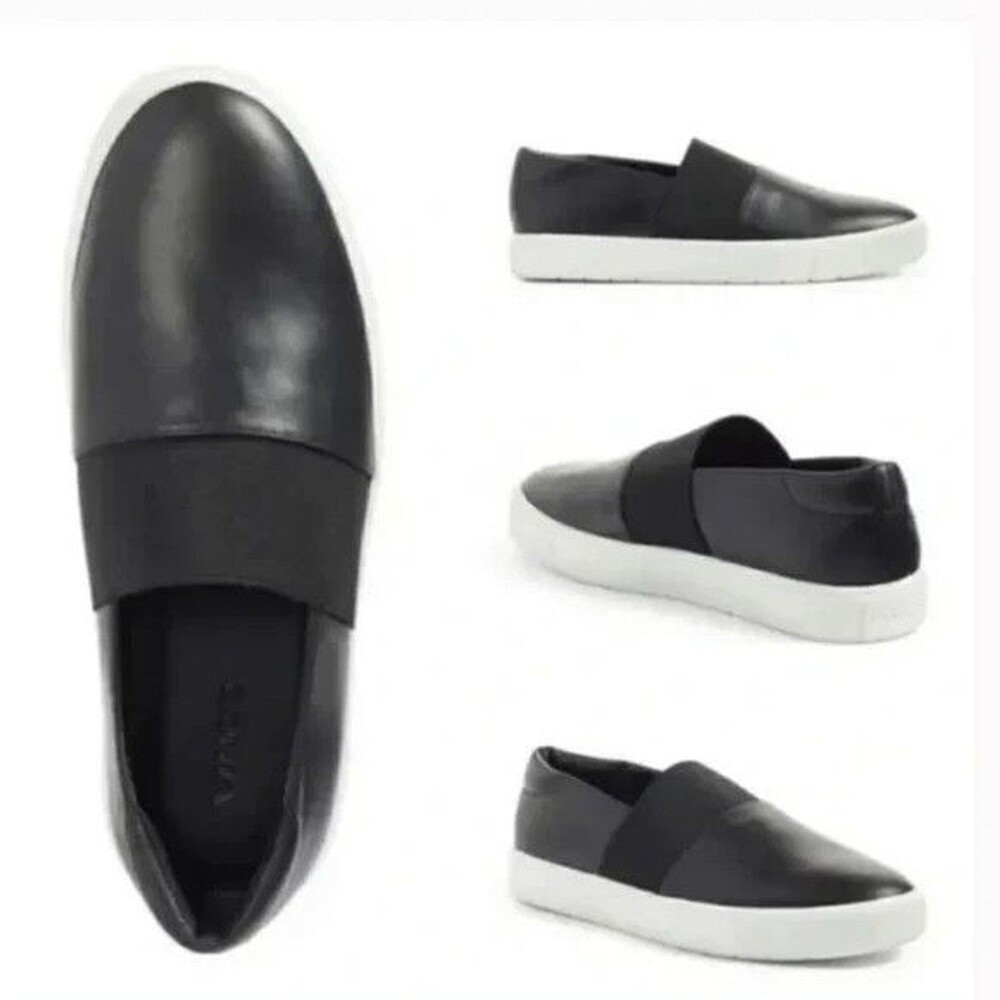 Vince Women's Corbin Black Leather Slip-On Sneakers Loafers Size 9.5 M